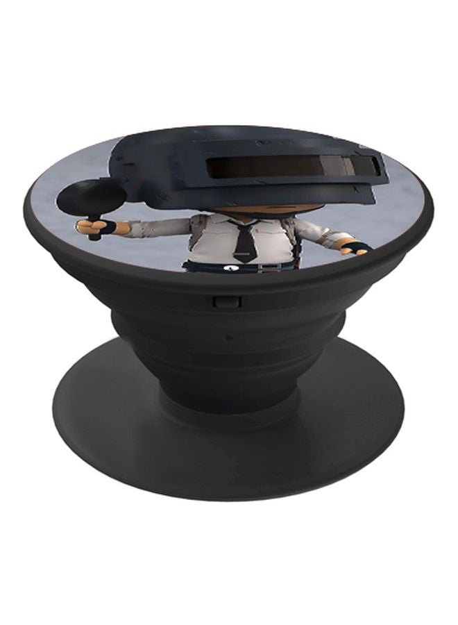 بي بي حامل بوب سوكيت للموبيل مطبوع بصورة من لعبة ببجي أسود/ رمادي/ أبيض - Image 1