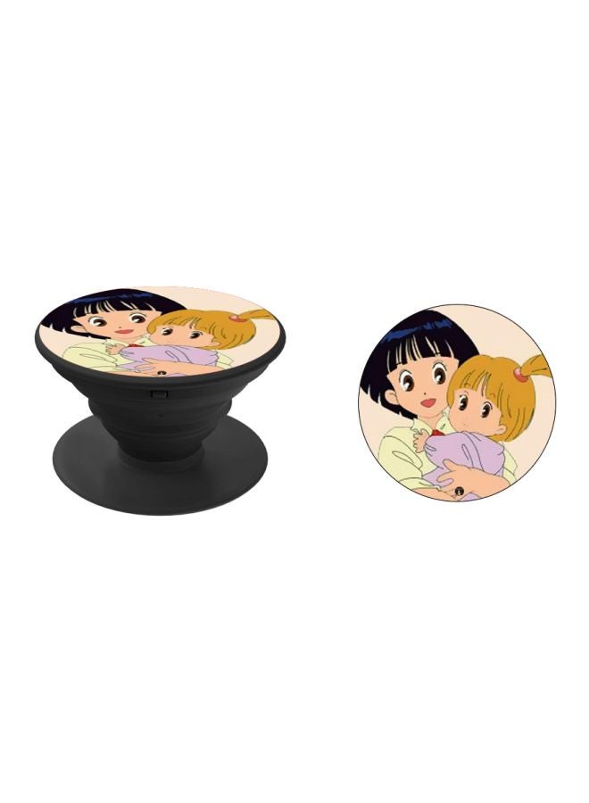 BP Anime Printed Pop Socket Phone Holder Beige/Purple/Black - Image 2