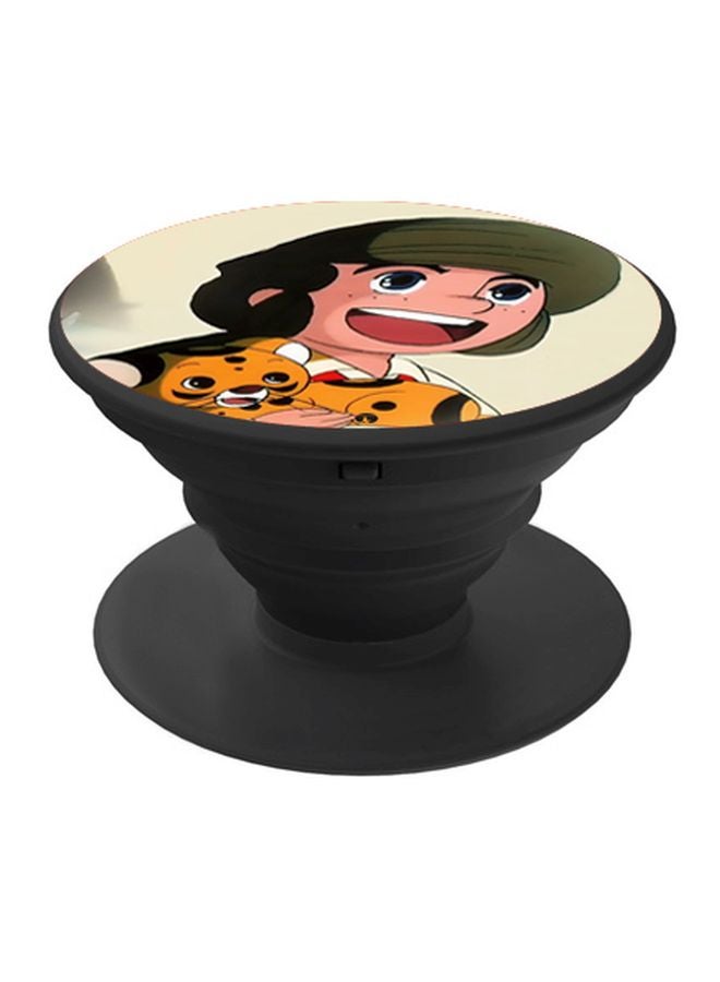 Cartoon Printed Mobile Pop Socket Green/Yellow/Beige