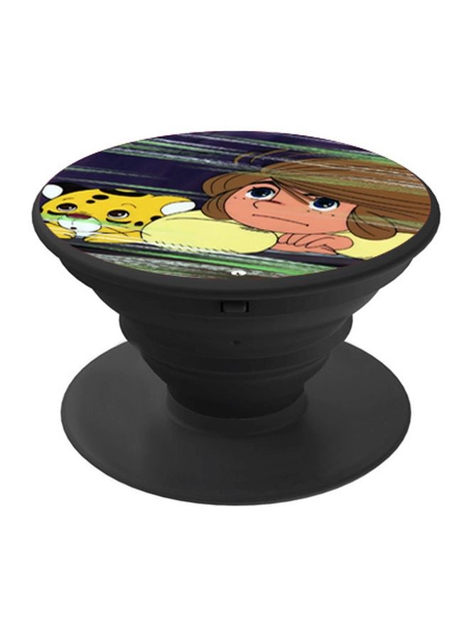 BP Cartoon Printed Mobile Pop Socket Yellow/Brown/Purple - Image 1