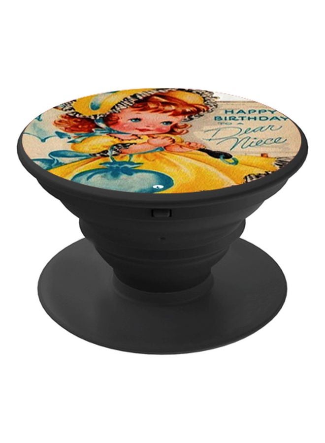 بي بي حامل هاتف بوب سوكيت بطبعة عبارة "Happy Birthday To Dear Niece" أصفر/ أزرق/ أسود - Image 1