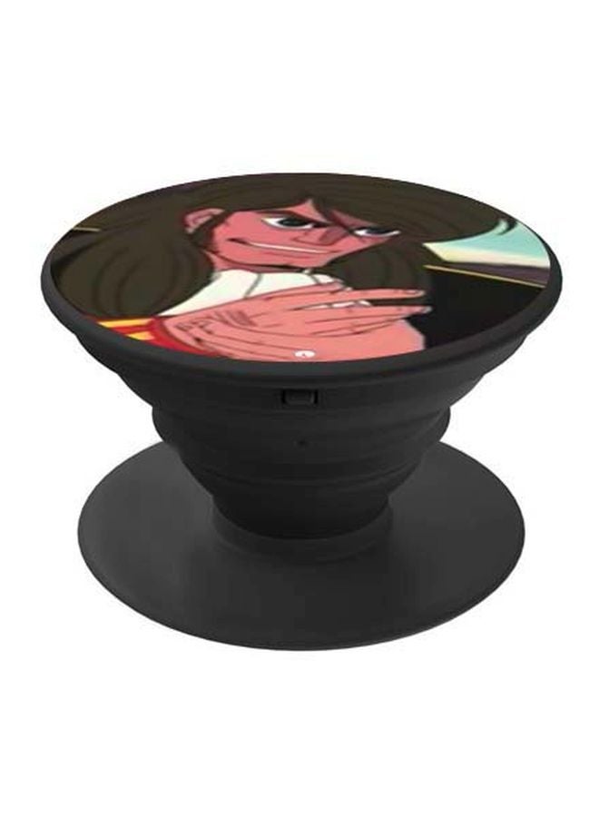 BP Cartoon Printed Mobile Pop Socket Black/White/Brown - Image 1