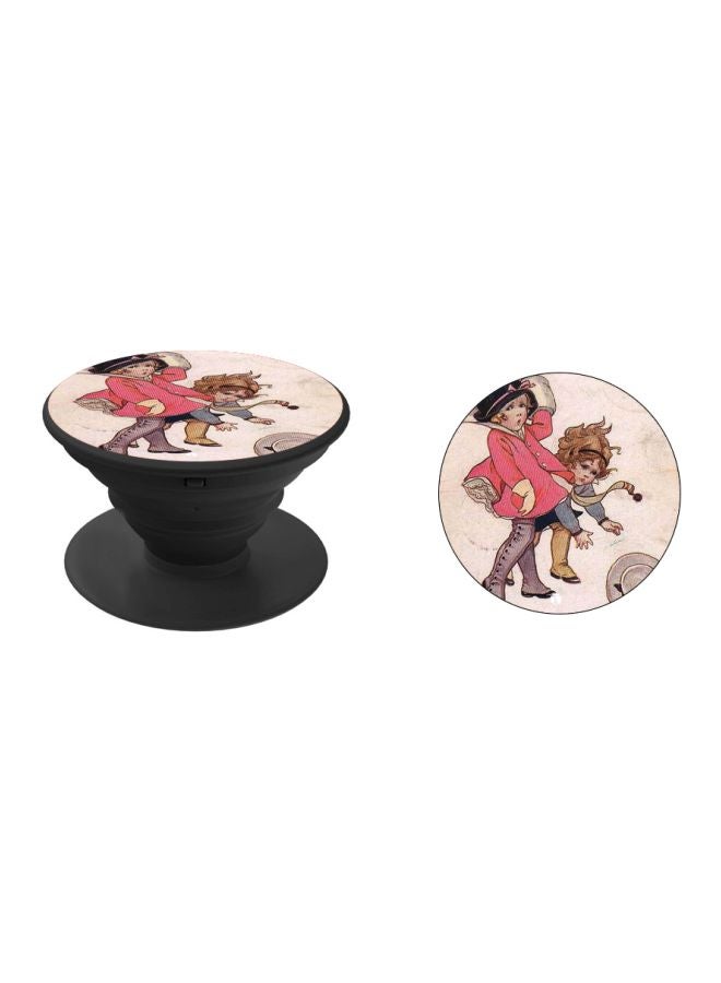 BP Cartoon Printed Pop Socket Phone Holder Beige/Pink/Black - Image 2