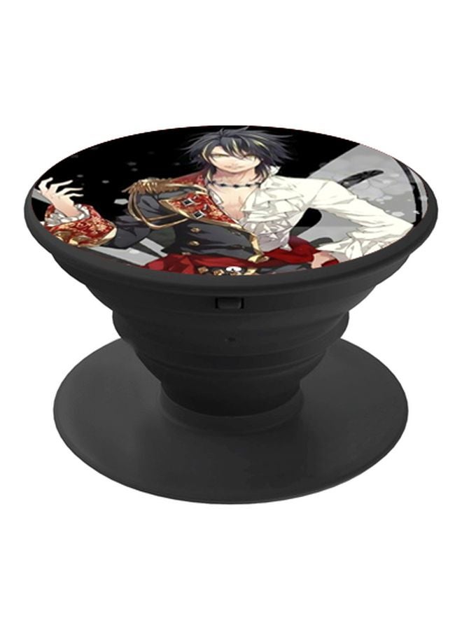 BP Cartoon Printed Mobile Pop Socket Grip Black/Grey/Red - Image 1