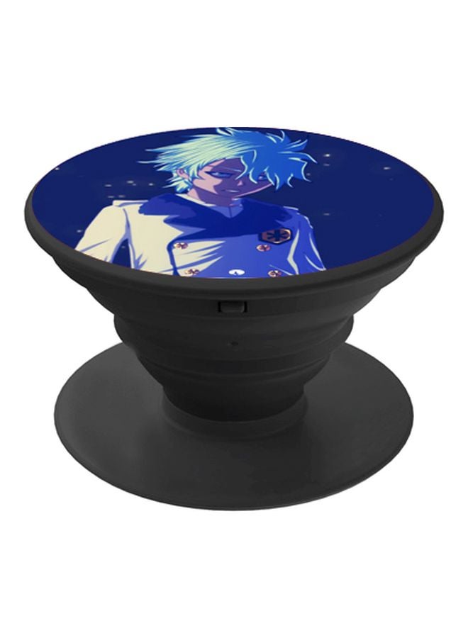 بي بي مقبض بوب سوكيت للموبايل بطبعة رسومات كرتونية الأسود / الأزرق - Image 1