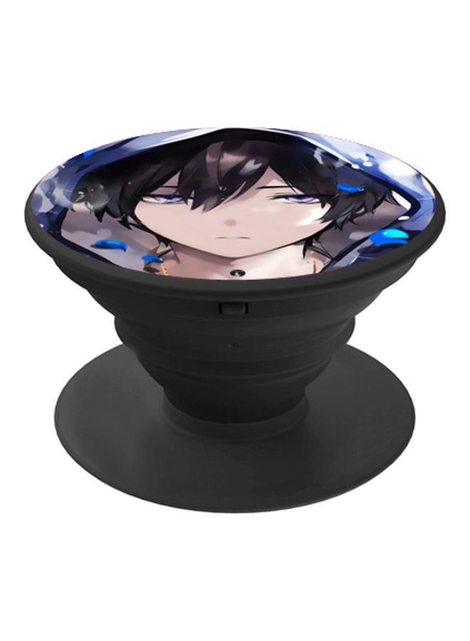 BP Cartoon Printed Mobile Pop Socket Grip Black/Beige/Blue - Image 1