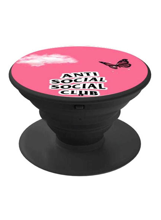 بي بي مقبض هاتف بوب سوكيت بطبعة عبارة "Anti Social" وردي / أبيض / أسود - Image 1