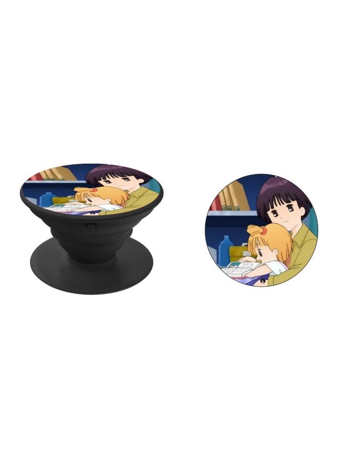 بي بي حامل هاتف بوب سوكيت بطبعة رسم أنمي أخضر / بيج / أسود - Image 2