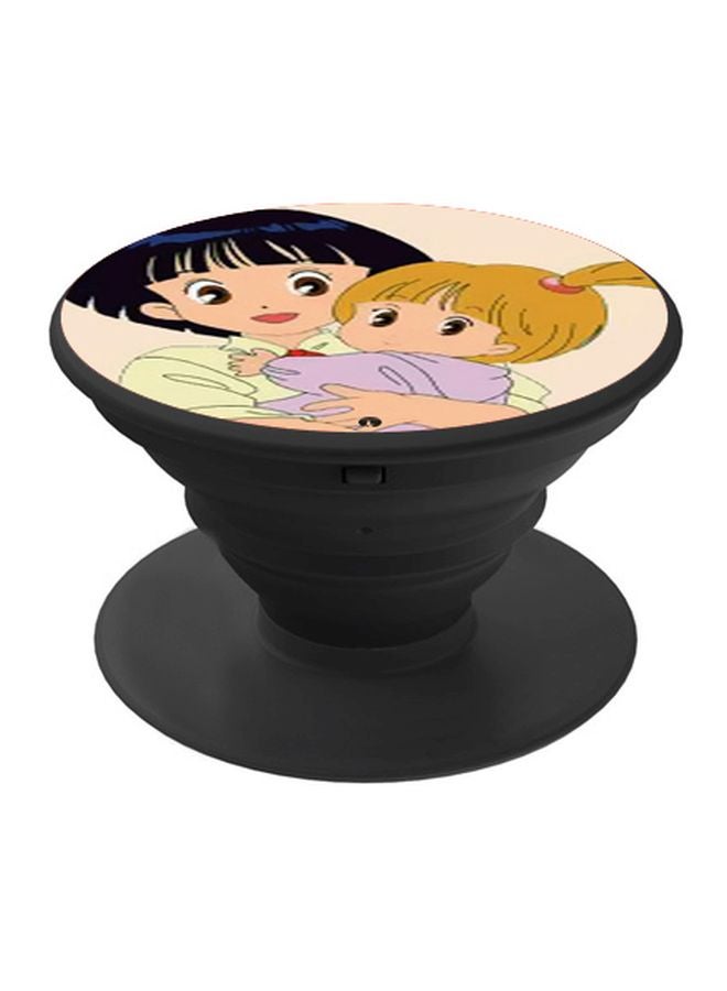 BP Anime Printed Pop Socket Phone Holder Beige/Purple/Black - Image 1
