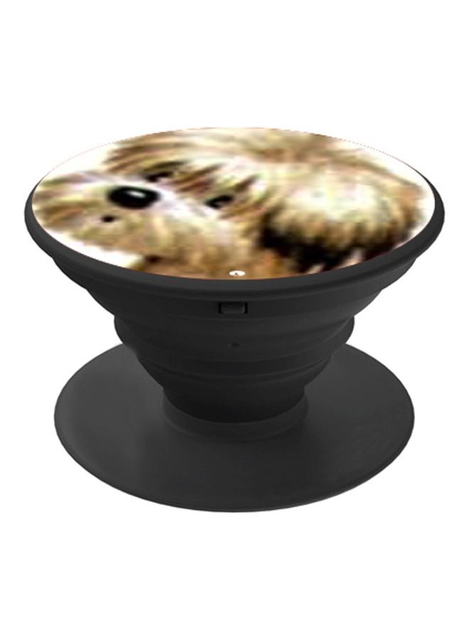 BP Cartoon Dog Printed Pop Socket Brown/White/Black - Image 1