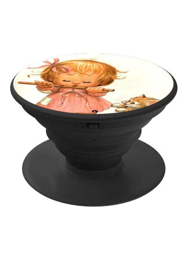 بي بي مقبض بوب سوكيت بطبعة رسمة فتاة كرتونية أبيض/وردي/أسود - Image 1