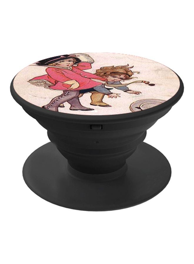 BP Cartoon Printed Pop Socket Phone Holder Beige/Pink/Black - Image 1
