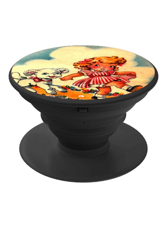 BP Girl With Puppy Printed Pop Socket Phone Holder Pink/White/Black - Image 1