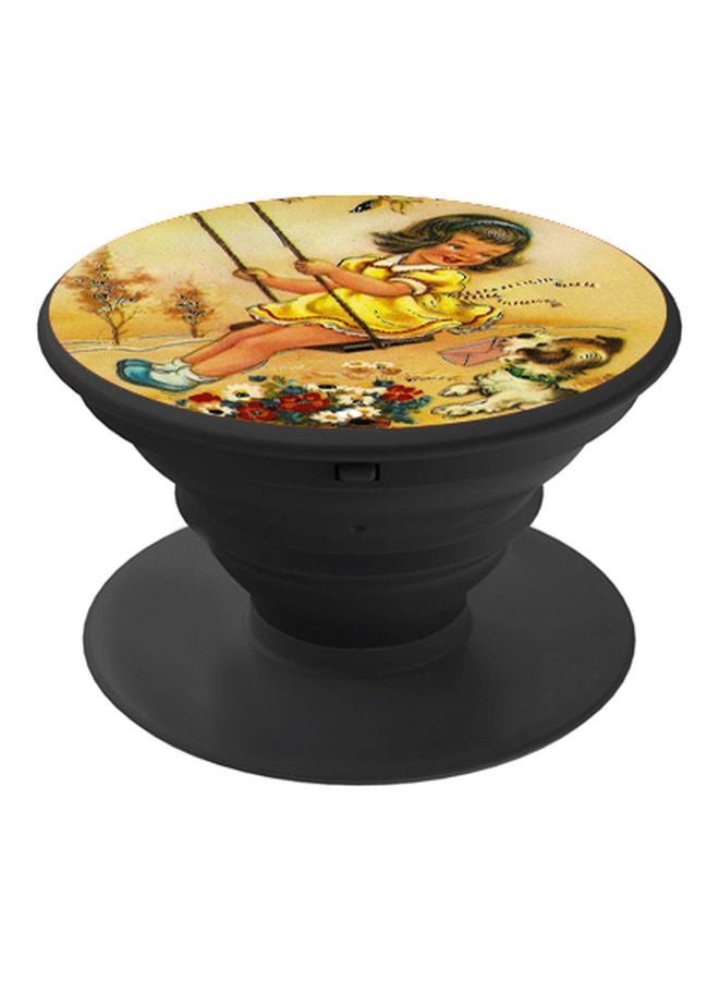 بي بي حامل هاتف بوب سوكيت بطبعة فتاة مع جرو بيج/أصفر/أسود - Image 1