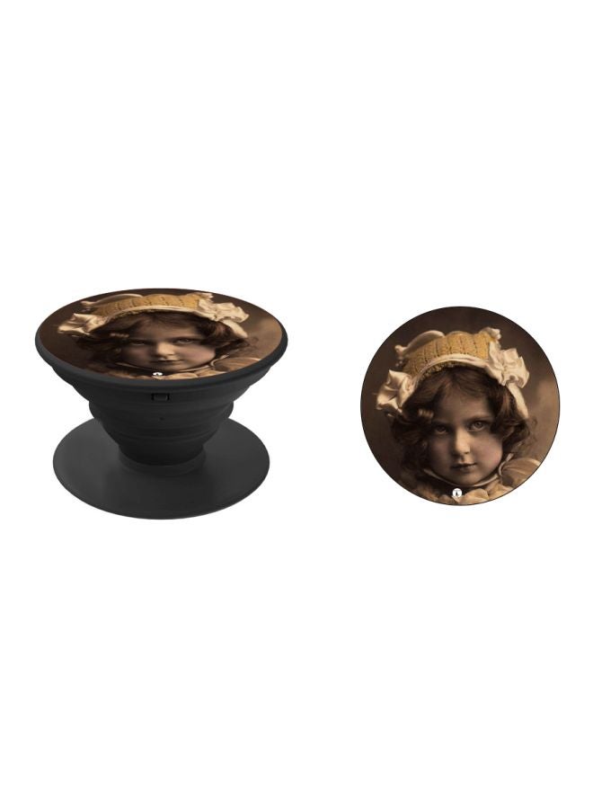 BP Girl Printed Pop Socket Phone Holder Grey/Beige/Black - Image 2