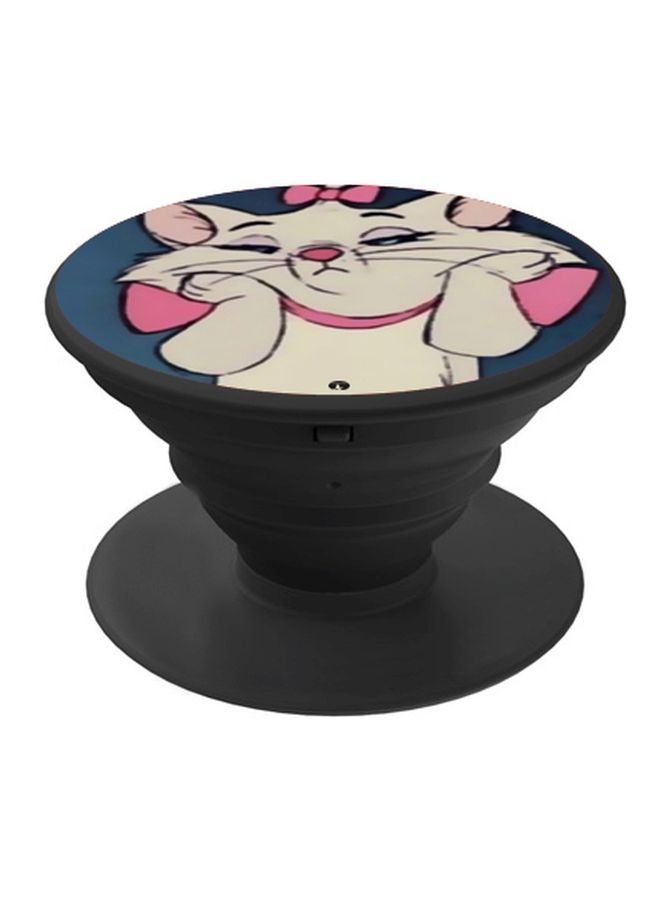 BP Cartoon Cat Printed Pop Socket Phone Holder Grey/Blue/Black - Image 1