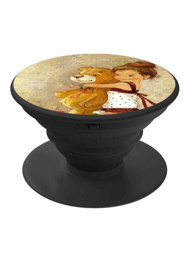 BP Vintage Cartoon Printed Pop Socket Brown/Cream/Black - Image 1