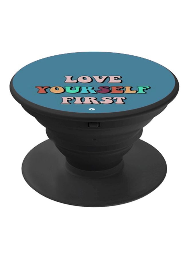 BP Love Yourself First Printed Pop Socket Blue/Pink/Black - Image 1