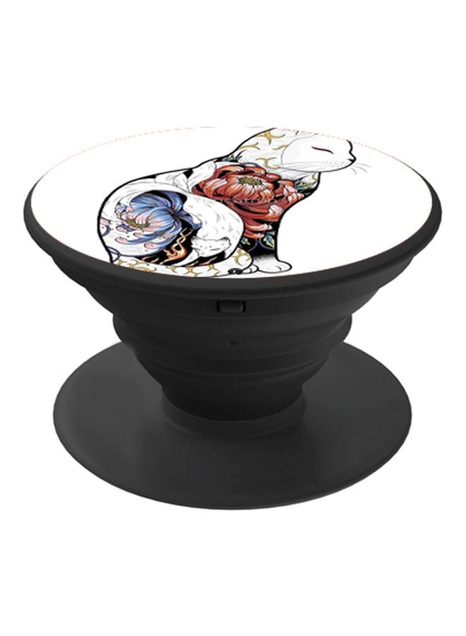 BP Cat Printed Pop Socket Phone Holder White/Red/Black - Image 1
