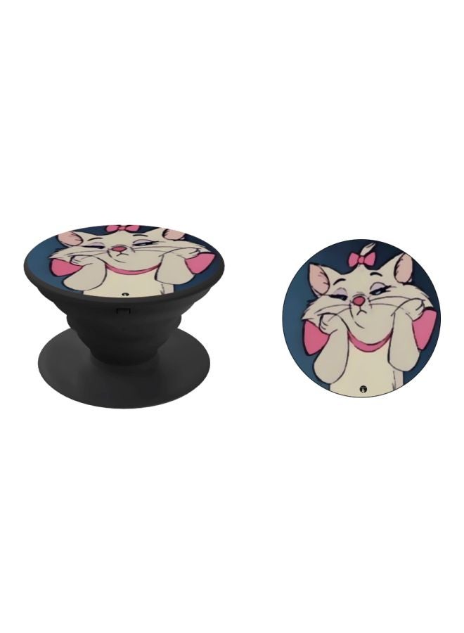 BP Cartoon Cat Printed Pop Socket Phone Holder Grey/Blue/Black - Image 2