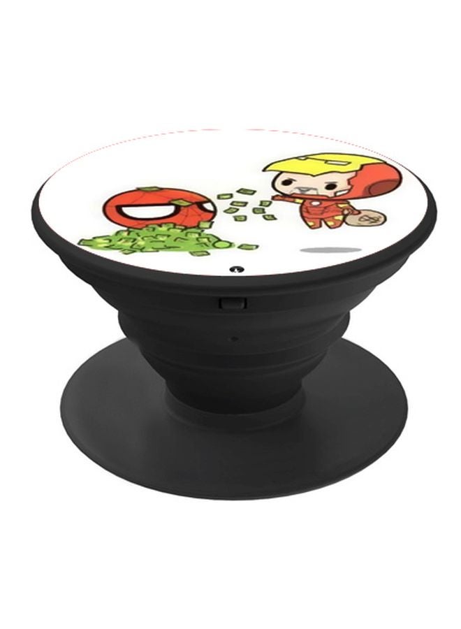 بي بي حامل هاتف على شكل مقبض أصابع منبثق بطبعة رسومات كرتونية الأبيض/ البرتقالي/ الأسود - Image 1