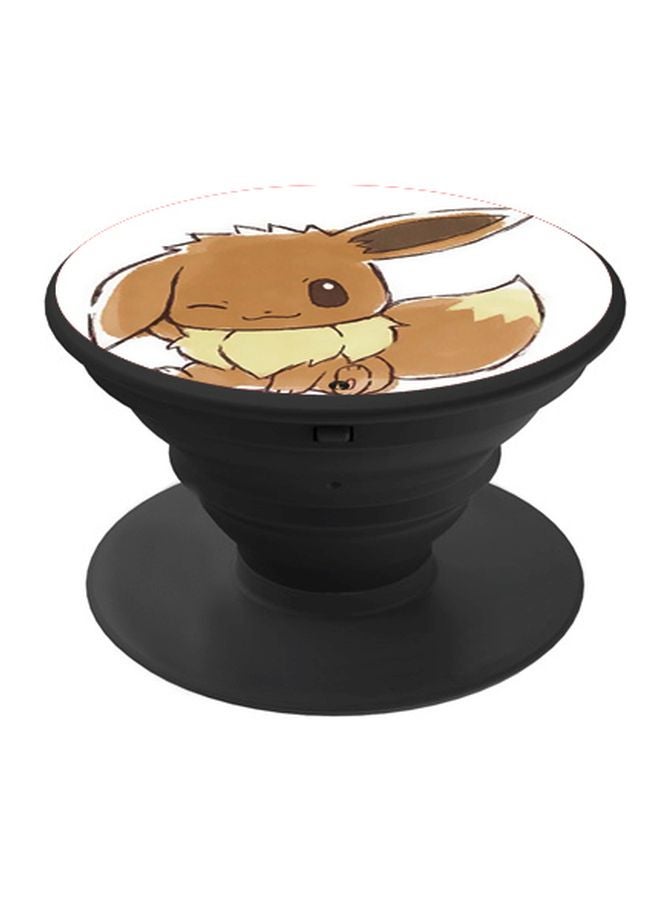 BP Cartoon Printed Pop Socket Phone Holder Brown/White/Black - Image 1