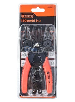 4-Piece Circlip Plier Set Black/Orange 6inch