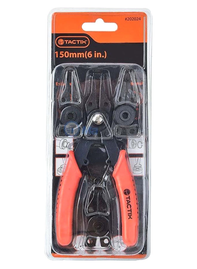 Tactix - 4-Piece Circlip Plier Set Black/Orange 6inch - Image 1