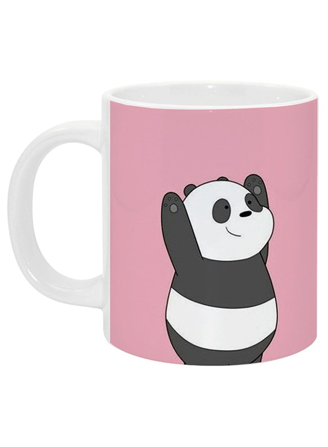 Panda Printed Coffee Mug Pink/White/Grey