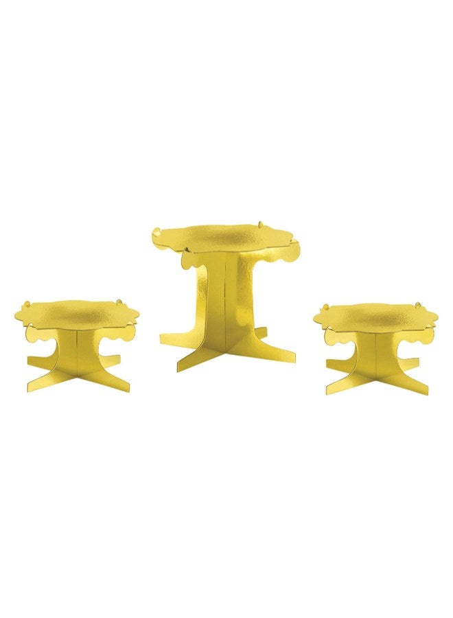 Amscan 3-Piece Sweets & Treats Gold Cardboard Display Risers 12.8x12x0.5inch Party Supplies 12.8x12x0.5inch