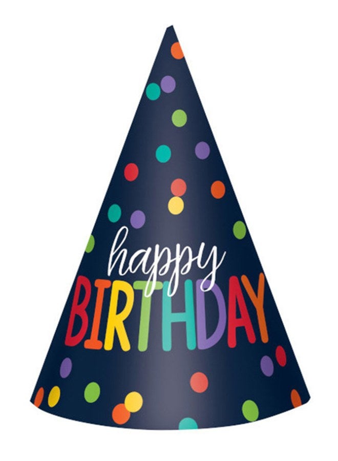 Amscan - 12-Piece Rainbow Paper Party Cone Hats 7inch Kids Birthday Theme Party Supplies 7inch - Image 1