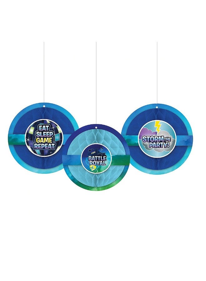 Amscan 3-Piece Battle Royal Honeycomb Decoration Birthday Theme Party Supplies
