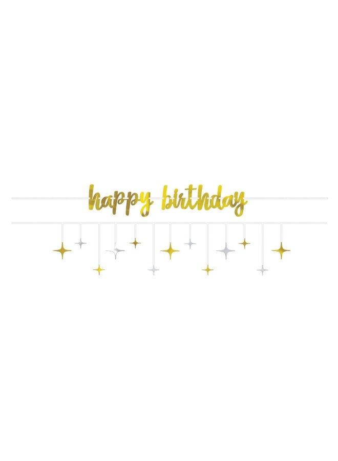 Amscan 2-Piece Gold And Silver Happy Birthday Banner Birthday Decoration Party Supplies