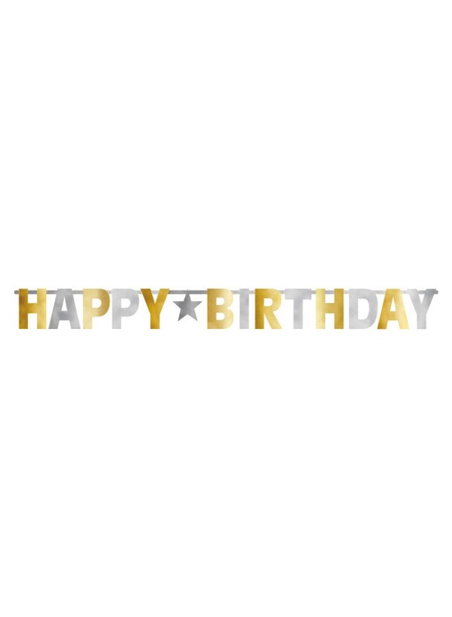 أمسكان Gold And Silver Foil Board Happy Birthday Banner Birthday Decorations Party Supplies