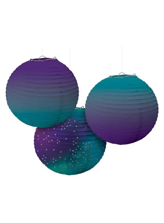 أمسكان فوانيس ورقية متدرجة من الياقوت اللامع 3 قطع لمستلزمات حفلات عيد الميلاد