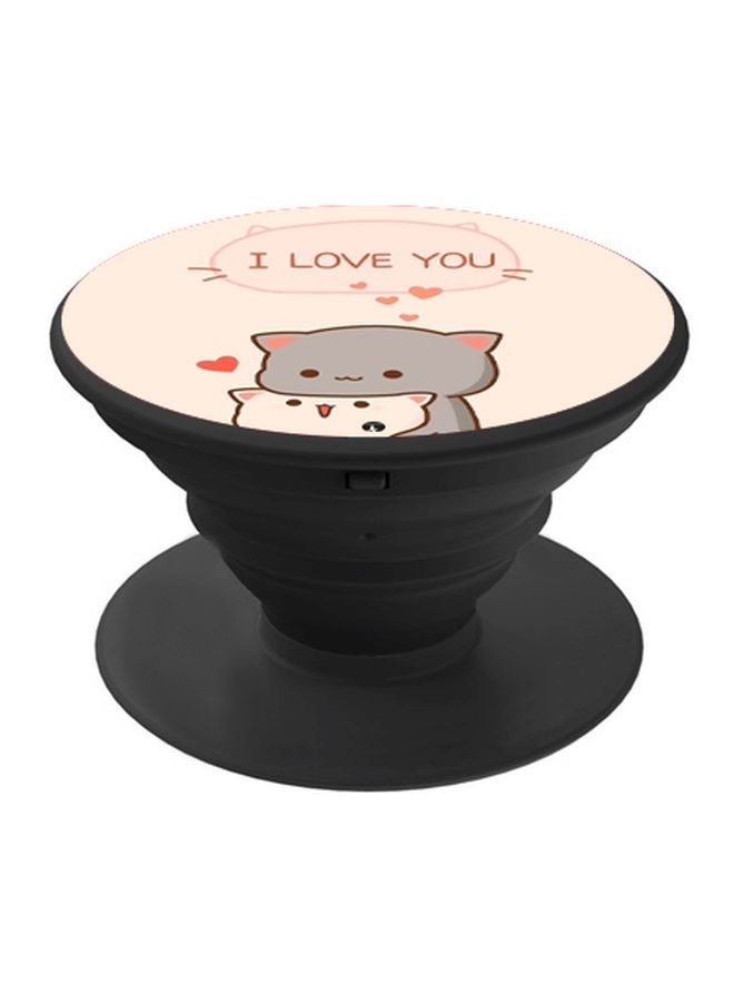 BP Cartoon Printed Pop Socket Phone Holder Black/Pink/Grey - Image 1