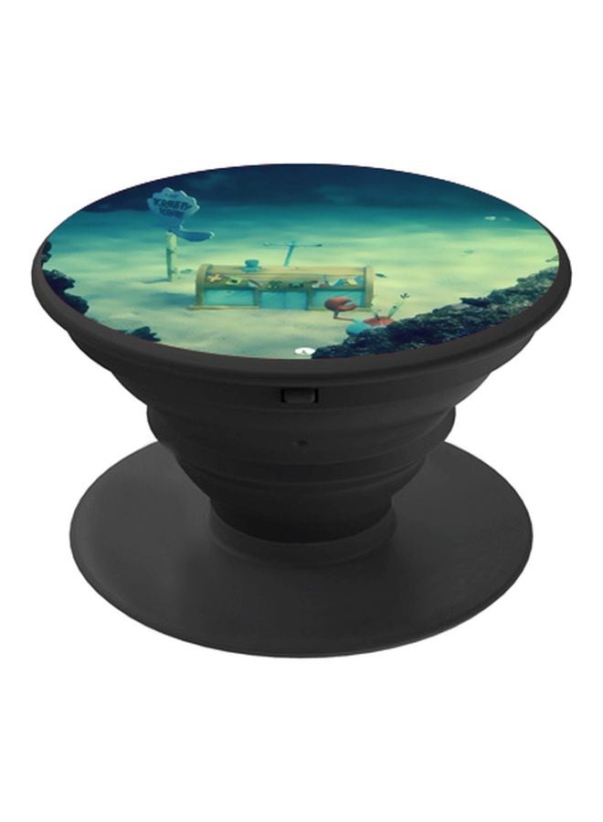 بي بي حامل هاتف على شكل مقبض أصابع منبثق بطبعة رسومات كرتونية الأسود / الأزرق - Image 1