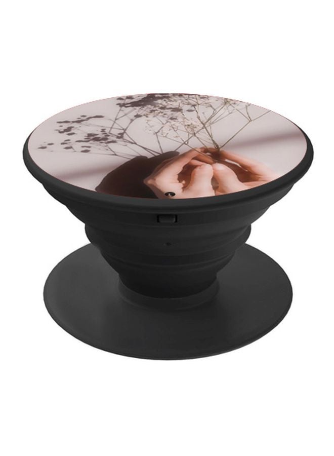 BP Flower In Hand Printed Pop Socket Phone Holder Black/Beige/Grey - Image 1