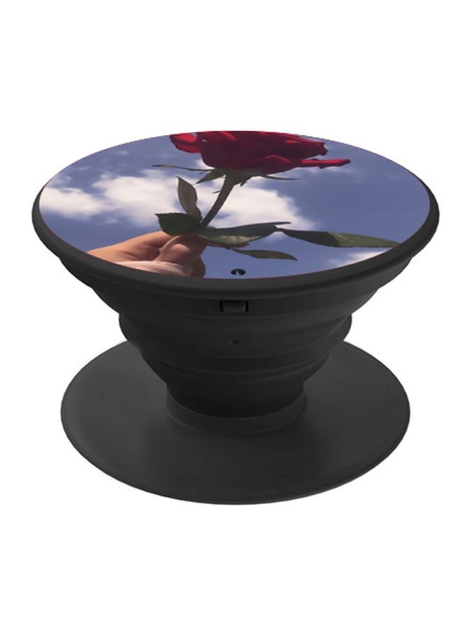 BP Rose Printed Pop Socket Phone Holder Black/Red/Green - Image 1