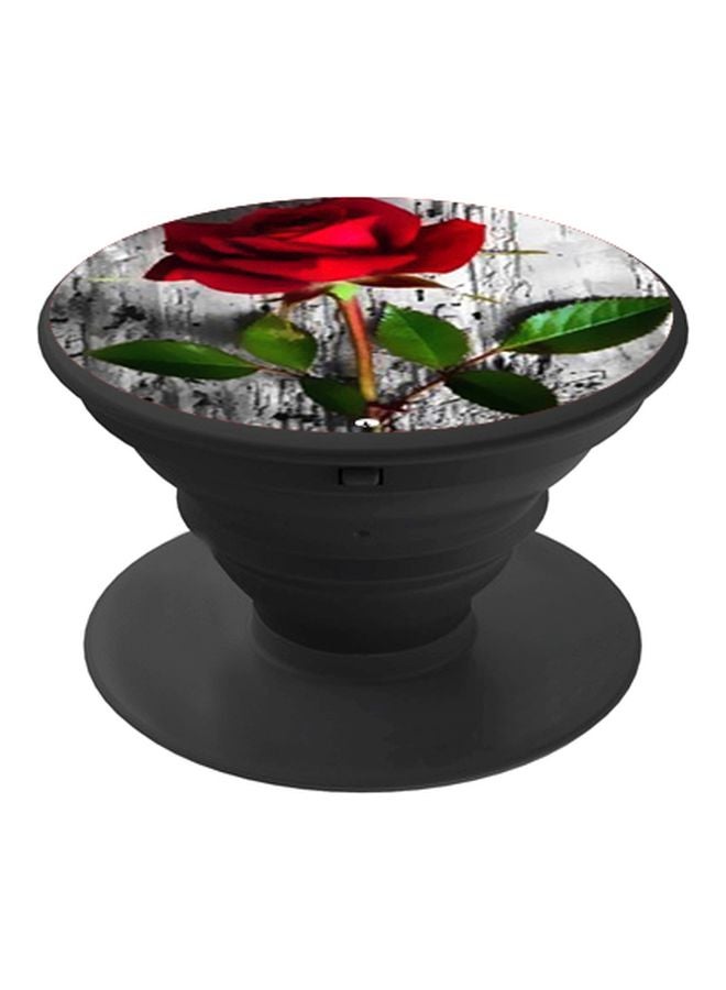 BP Rose Printed Pop Socket Phone Holder Black/Red/Green - Image 1
