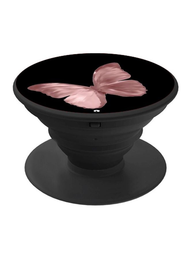 بي بي حامل هاتف بوب سوكيت مطبوع بتصميم فراشة أسود/وردي - Image 1