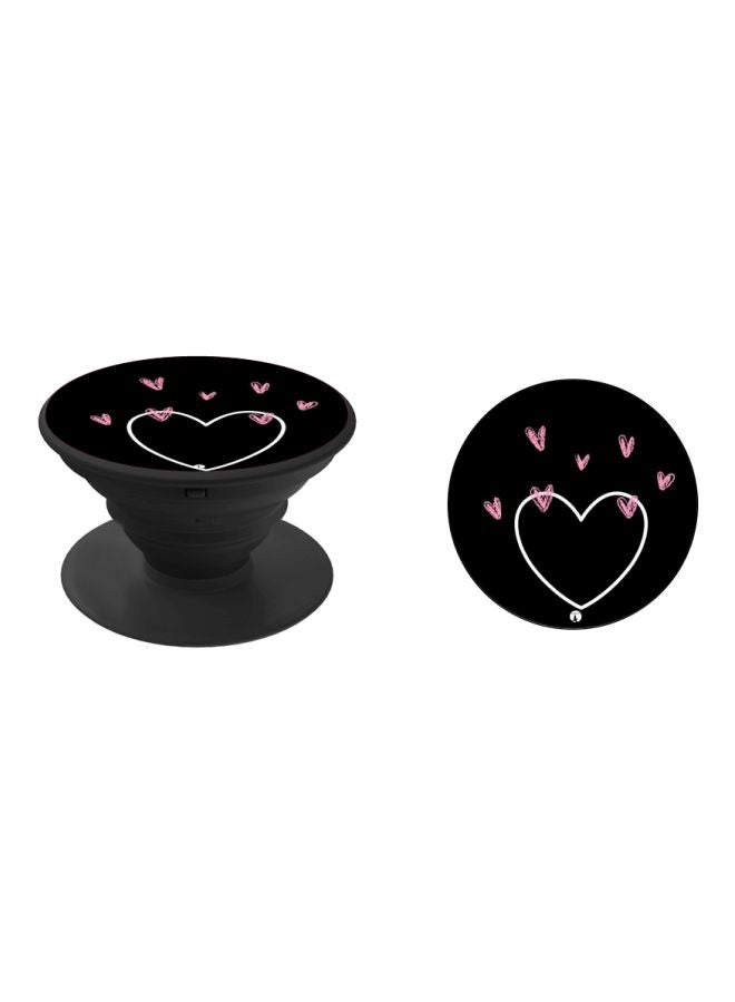 BP Heart Printed Pop Socket Phone Holder Black/Pink/White - Image 2
