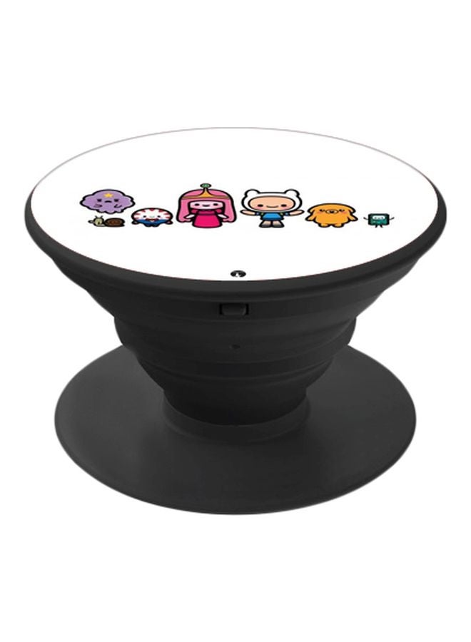 بي بي حامل هاتف على شكل مقبض أصابع منبثق بطبعة رسومات كرتونية أبيض/ بيج/ أسود - Image 1