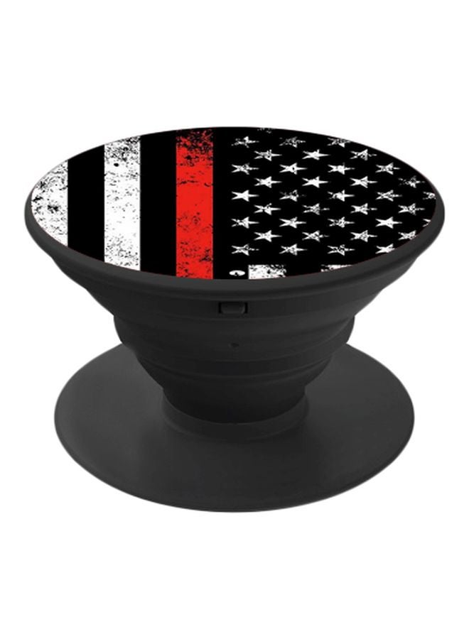 BP Star Stripes Printed Pop Socket Phone Holder Black/Red/White - Image 1