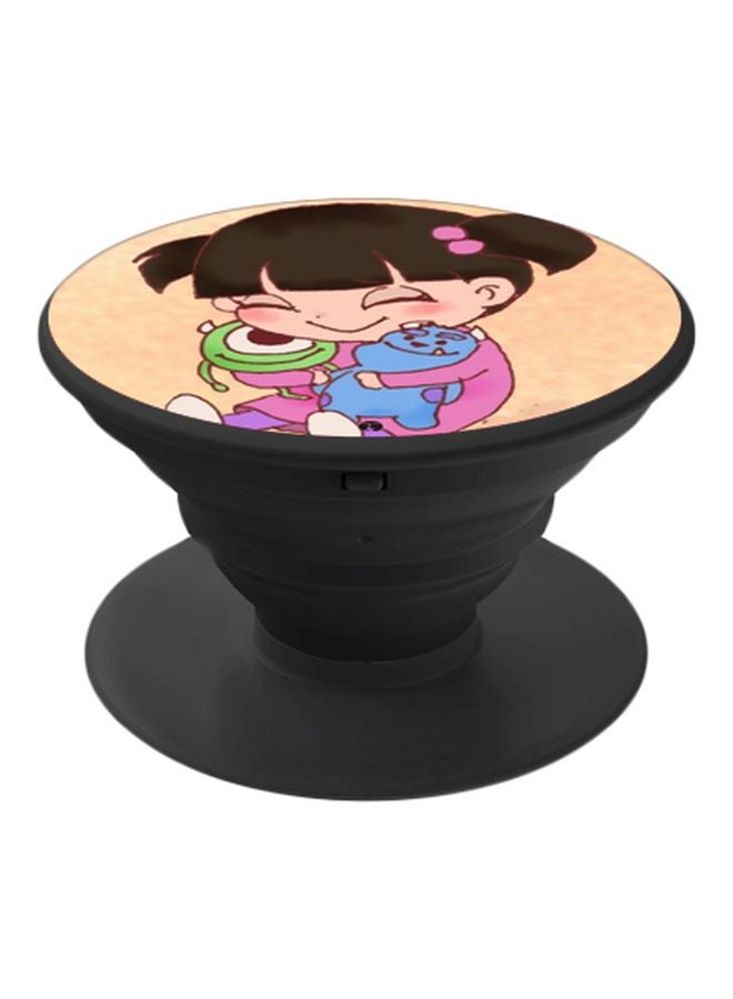 بي بي حامل هاتف على شكل مقبض أصابع منبثق بطبعة رسومات كرتونية بني/زهري/أزرق - Image 1