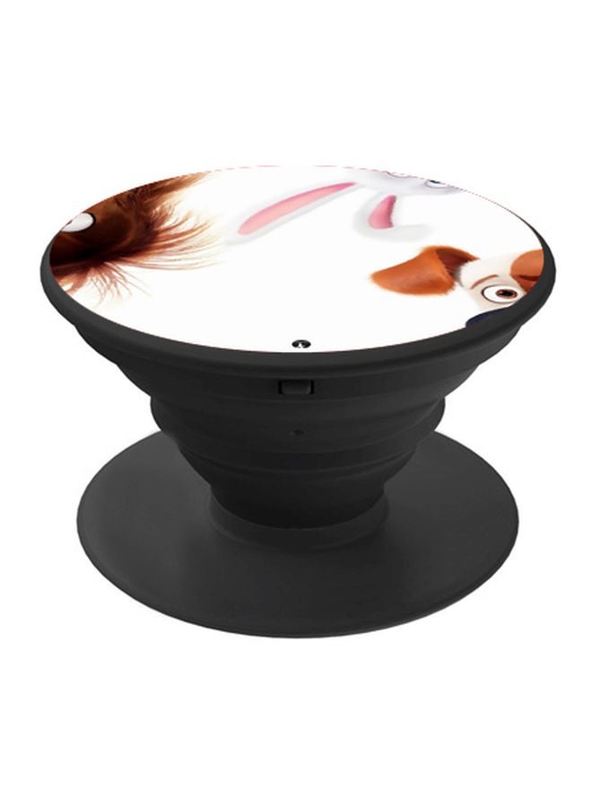 BP Dog Printed Pop Socket Phone Holder White/Brown/Pink - Image 1