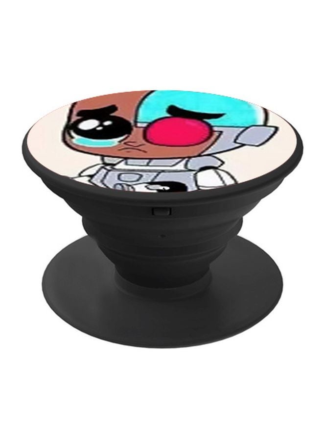 BP Cartoon Printed Pop Socket Phone Holder Black/Brown/Blue - Image 1