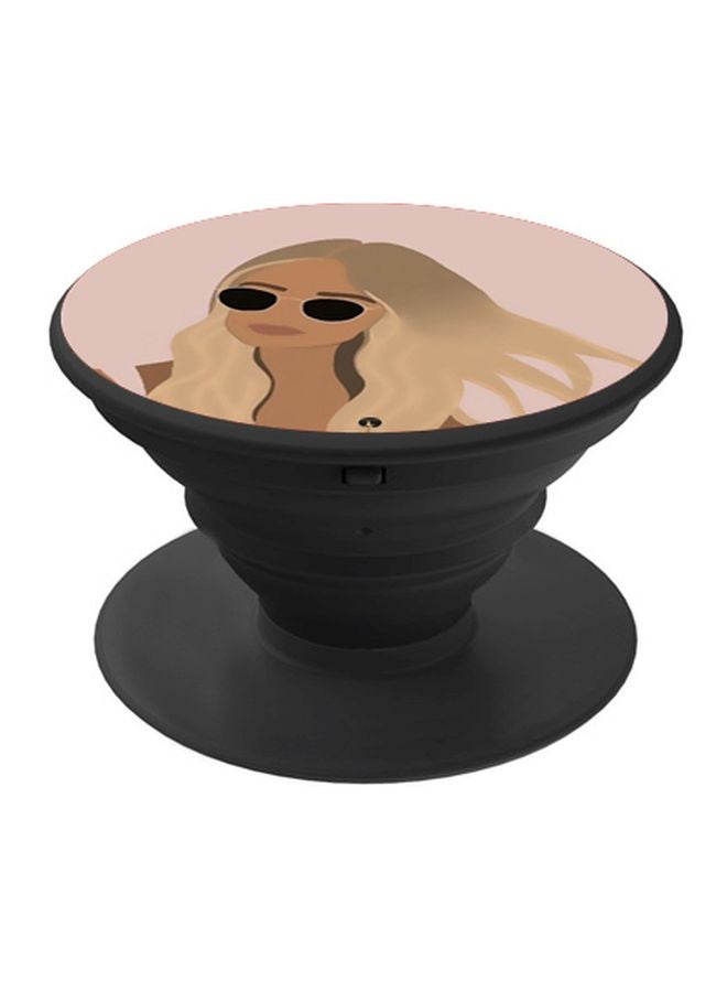 BP Lady Printed Pop Socket Phone Holder Black/Pink/Brown - Image 1