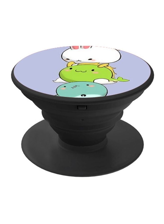 بي بي حامل هاتف على شكل مقبض أصابع منبثق بطبعة رسومات كرتونية أزرق/أبيض/أخضر - Image 1