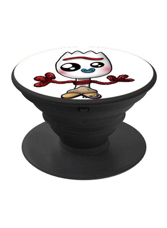 بي بي حامل هاتف على شكل مقبض أصابع منبثق بطبعة رسومات كرتونية أبيض/ أحمر/ بيج - Image 1